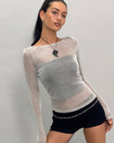 Image of Suzette Long Sleeve Top in Silver Chain