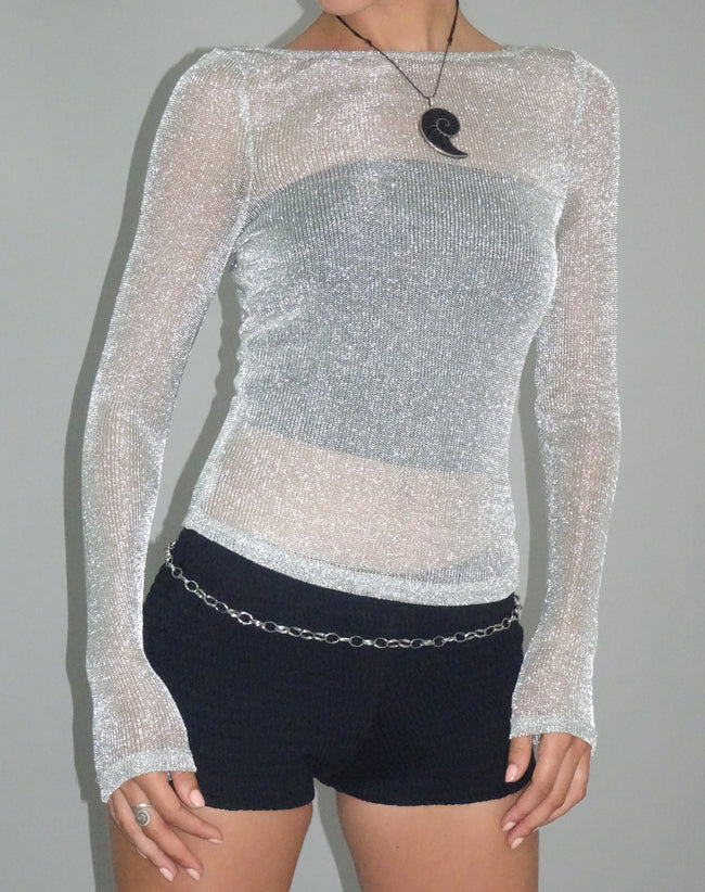 Image of Suzette Long Sleeve Top in Silver Chain