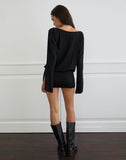Image of Sybe Cut Batwing Sleeve Mini Dress in Black