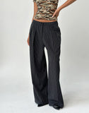 Image of Syra Pleated Trousers in Pinstripe Black