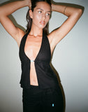 Image of Syrma Backless Halterneck Top in Linen Black