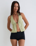 Image of Syrma Backless Halter Top in Linen Sage Green