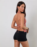 Image of Syrma Backless Halter Top in Linen Tuscan Red