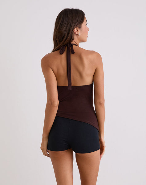 Image Sadra Halter Top in Rayon Jersey Bitter Chocolate