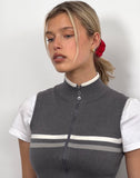 Image of Tabeya Sleeveless Knit Jacket in Grey