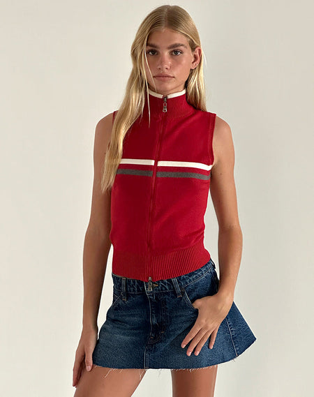 Talya Jacket in Panel Red with White