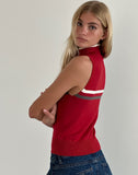 Image of Tabeya Sleeveless Knit Jacket in Red