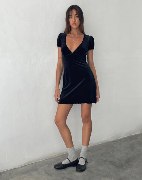 Image of Tabitha Mini Dress in Black Velvet