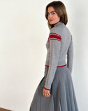 Image of Tacita Zip Through Jacket in Grey with Red Motif