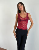 image of Tahoa Top in Orchid Lace Burgundy