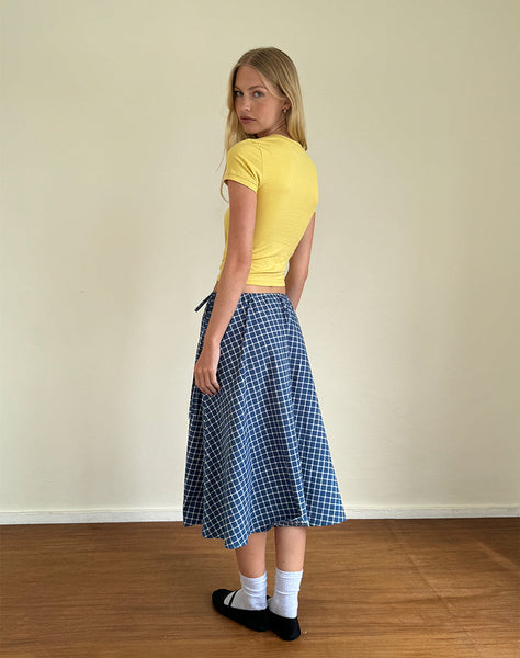 Image of Takara Midi Skirt in Navy Tartan Poplin