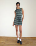 image of Takayi Mini Dress in Linen Mono Check Green