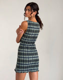 image of Takayi Mini Dress in Linen Mono Check Green