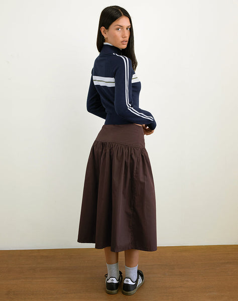 Image of Ditara Midi Skirt in Chocolate Brown