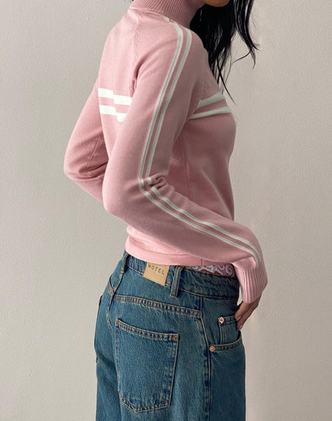 Image of Talisa Sporty Zip Through Jacket in Knit Pink