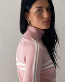 Image of Talisa Sporty Zip Through Jacket in Knit Pink