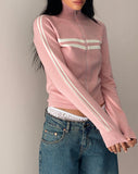 Image of Talisa Sporty Zip Through Jacket in Knit Pink