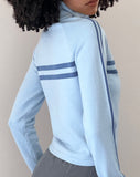 Image of Talisa Sporty Zip Through Jacket in Knit Light Blue