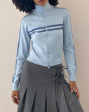 Image of Talisa Sporty Zip Through Jacket in Knit Light Blue