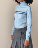 Image of Talisa Sporty Zip Through Jacket in Knit Light Blue