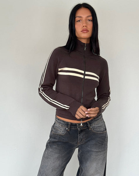 Image of Talisa Sporty Zip Through Jacket in Brown