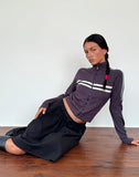 Image of Talisa Sporty Zip Through Jacket In Charcoal with Light Grey Stripes