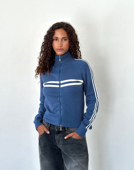 Talya Jacket in Panel Blue with White