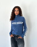 Image of Talisa Sporty Zip Through Jacket In Navy with Ivory Stripes