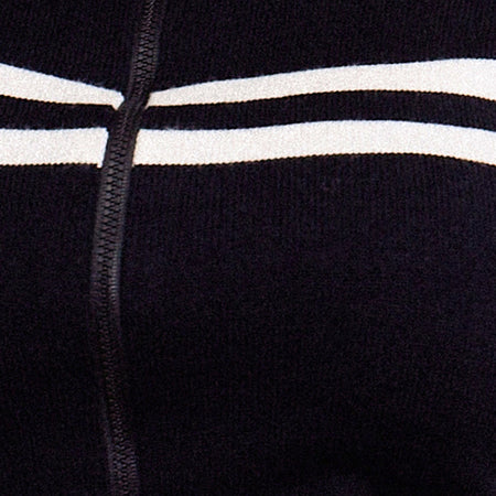 Talisa Zip Through Jacket in Black with White Stripe