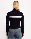 Image of Talisa Zip Through Jacket in Black with White Stripe