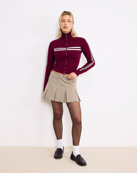 Image of Ronaso Pleated Mini Skirt in Light Brown