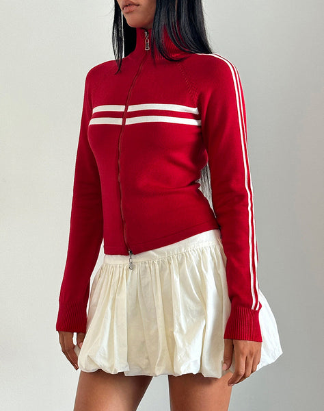 image of Talisa Zip Through Jacket in Red with White Stripe