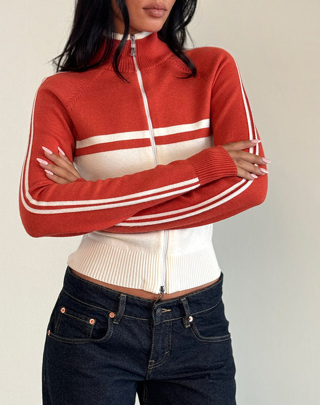 Image of Talya Jacket in Panel Red with White