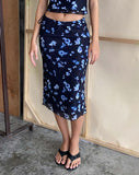 Image of Eldonia Mid Skirt in Mesh Navy Diffused Floral