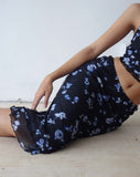 Image of Eldonia Mid Skirt in Mesh Navy Diffused Floral