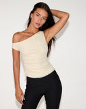 Image of Tamia Asymmetric Top in Sequin Mesh Ivory