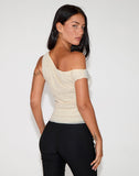 Image of Tamia Asymmetric Top in Sequin Mesh Ivory