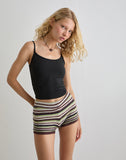Image of Husan Hot Pants in Green and Brown Stripe