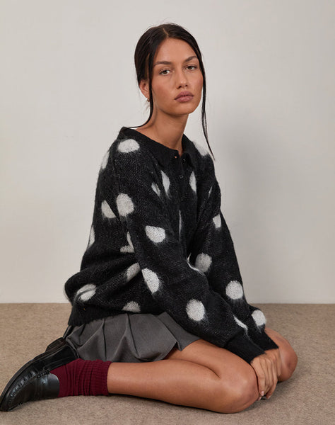 Image of Tamika Oversized Jumper in Polka Black