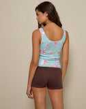 Image of Tampa Top in Sequin Blooming Flower Blue