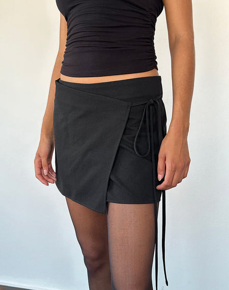 Babeda Bow Mini Skirt in Navy