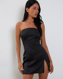 Image of Tannesa Bandeau Mini Dress in Black Satin