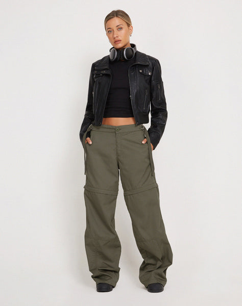 image of Tansy Wide Leg Cargo Trouser in Stone Green