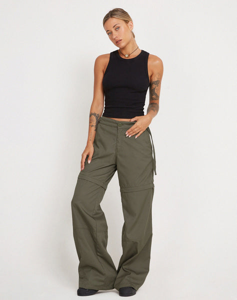 image of Tansy Wide Leg Cargo Trouser in Stone Green