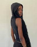 Image of Tapia Hooded Tank Top in Black Slinky