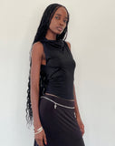 Image of Tapia Hooded Tank Top in Black Slinky