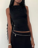 Image of Tapia Hooded Tank Top in Black Slinky