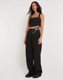 Image of Saskira Wide Leg Trouser in Pinstripe Black