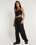 Image of Saskira Wide Leg Trouser in Pinstripe Black