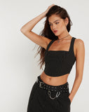 Image of Targun Crop Top in Pinstripe Black